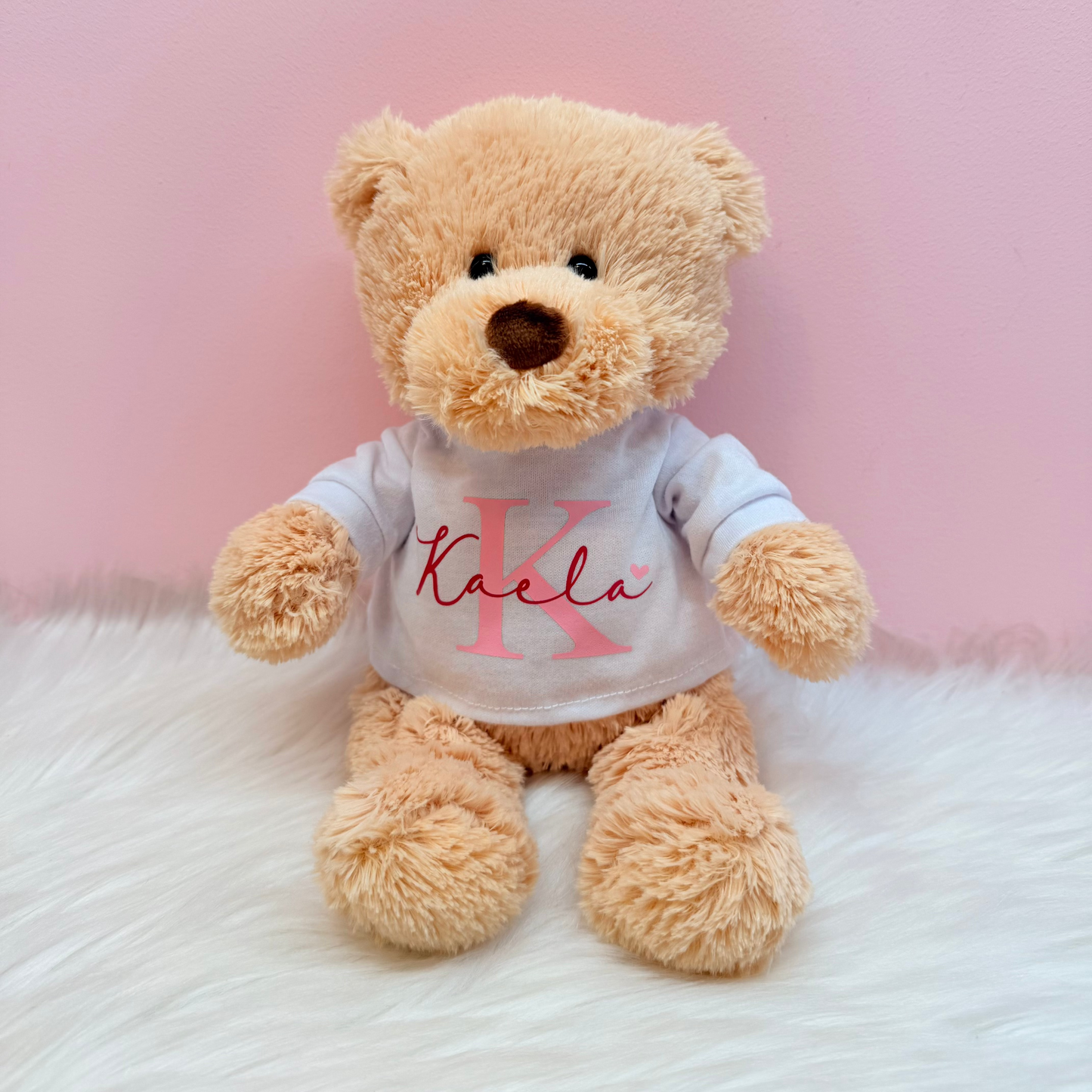 osito de peluche con camiseta personalizada con nombre de niña o mujer