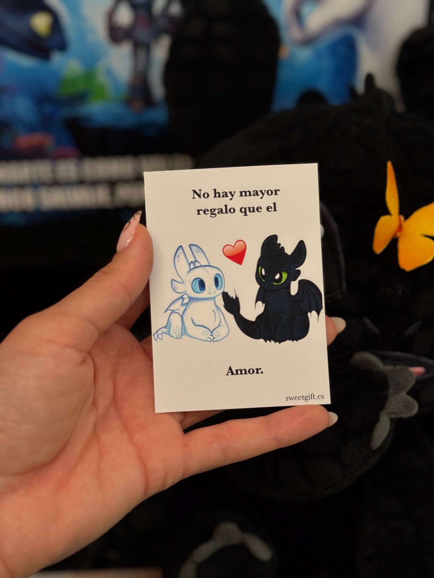 Tarjeta de como entrenar a tu dragon, no hay mayor regalo que el amor.