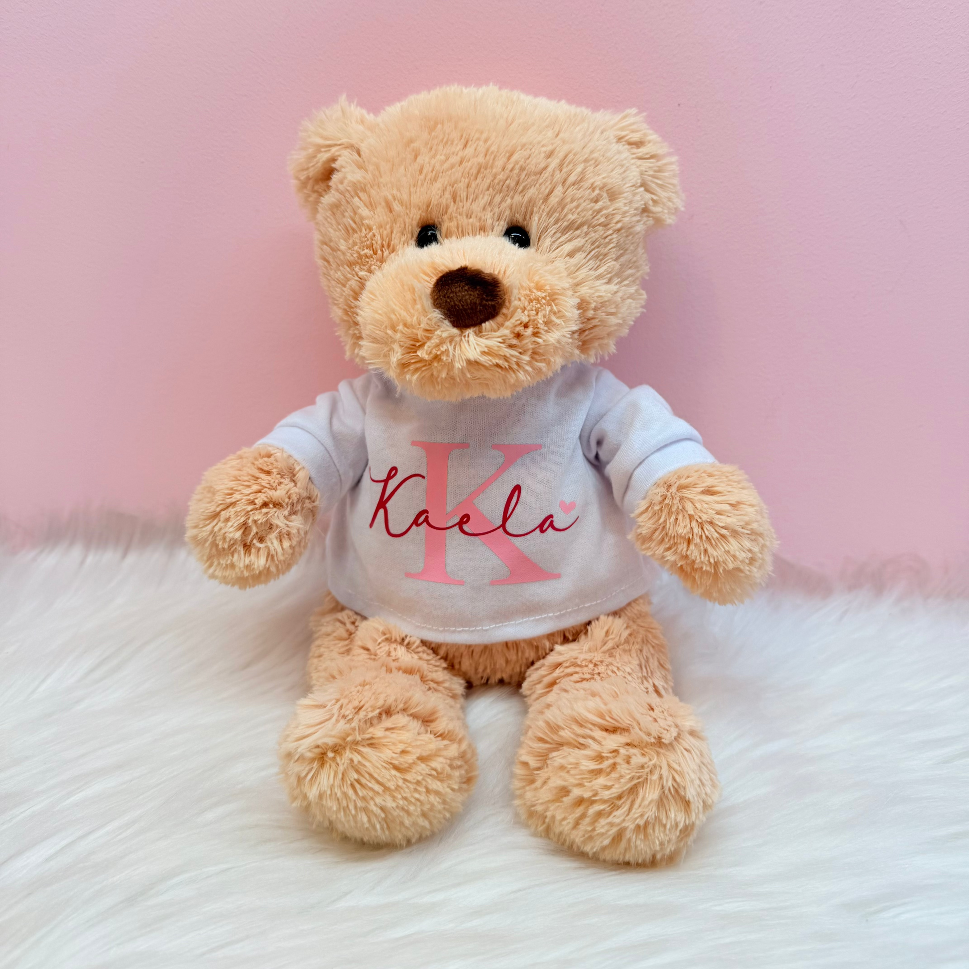 osito de peluche con camiseta personalizada con nombre de niña o mujer